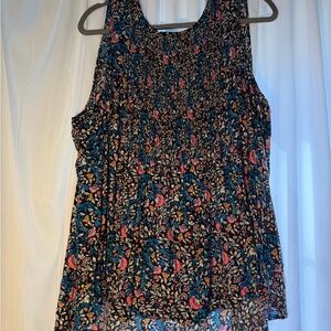 Torrid Floral Sleeveless Blouse - Black and Blue